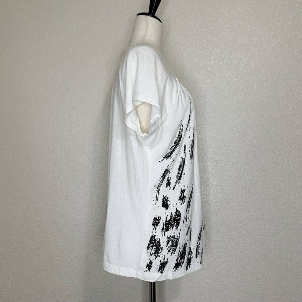 Chico’s Zenergy White Black Rhinestones Short Sleeves Top - Picture 4 of 12